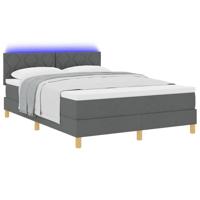 Boxspring Bed met Matras & LED Donkergrijs 140x200 cm Stof - thumbnail