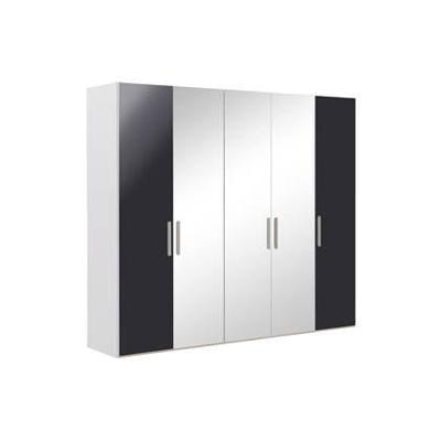 Goossens Kledingkast Easy Storage Ddk, Kledingkast 253 cm breed, 220 cm hoog, 2x draaideur en 3x spiegel draaideur midden