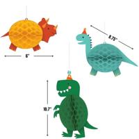 Honeycomb Hangdecoratie Dinosaurus Dino-Mite (3st) - thumbnail