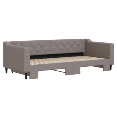 Slaapbank met onderschuifbed 90x200 cm stof taupe