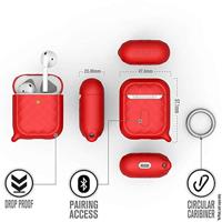 Catalyst Ring Clip Case voor AirPods 1 en 2 - Siliconen AirPods-case met textuurpatroon, hoogglanzende oppervlakteafwerking met extra grip, compatibel met draadloos opladen - Rood - thumbnail
