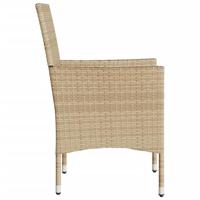 Tuinstoelen 2 st met kussens poly rattan beige - thumbnail