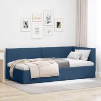 Hoekbedframe met hoofdeinde Blauw 90 x 200 cm Stof - thumbnail