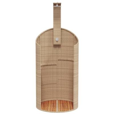 VidaXL Buitendouche 100x100x241,5 cm poly rattan en acaciahout beige - thumbnail