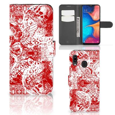 Telefoonhoesje met Naam Samsung Galaxy A30 Angel Skull Rood