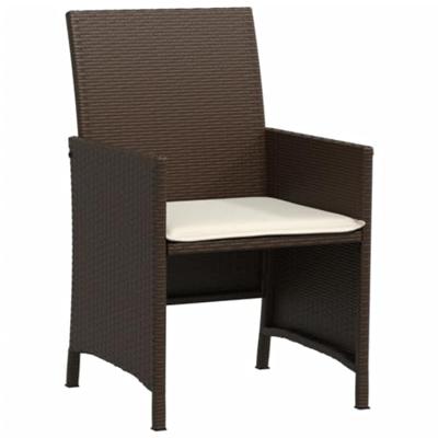 3-delige Bistroset met kussens poly rattan bruin