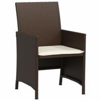 3-delige Bistroset met kussens poly rattan bruin - thumbnail