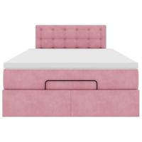 Ottoman bed met matras en LED's 120x200cm fluweel roze - thumbnail