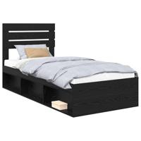 Bedframe met hoofdeinde Zwart 75 x 190 cm Massief grenenhout - thumbnail