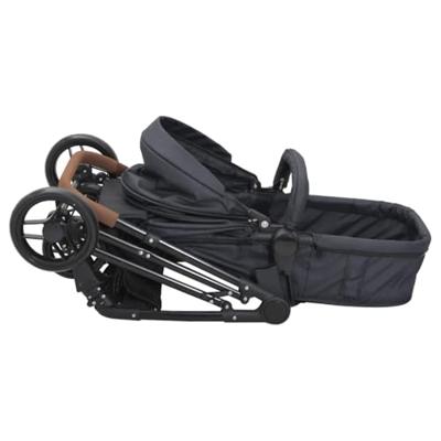 Kinderwagen 2-in-1 staal antracietkleurig en zwart