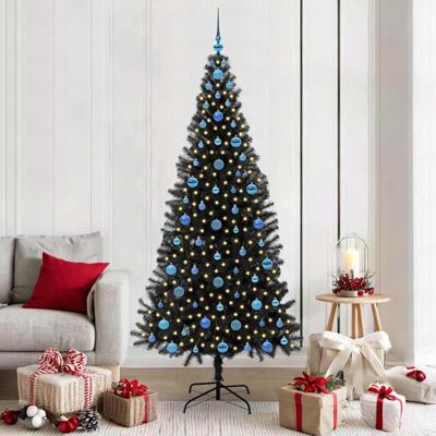 VidaXL Kerstboom met 300 led met standaard zwart 210 cm pvc VidaXL Kerstboom met 300 led met standaard zwart 210 cm pvc