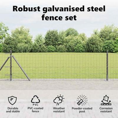 VidaXL Hek met paal grijs 0,4 x 10 m staal en pvc