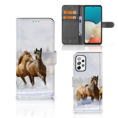 Samsung Galaxy A73 5G | Telefoonhoesje | Met pasjeshouder | Paarden Samsung Galaxy A73 5G | Telefoonhoesje | Met pasjeshouder | Paarden
