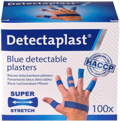 Elastische blauwe textielpleister Detectaplast assorti 100 stuks Elastische blauwe textielpleister Detectaplast assorti 100 stuks