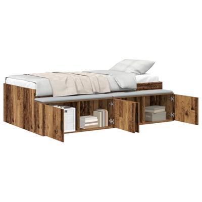 Opbergbedframe met opslag Oud hout 100 x 200 cm Bewerkt hout