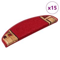 VidaXL Trapmatten zelfklevend 15 st 65x21x4 cm rood - thumbnail
