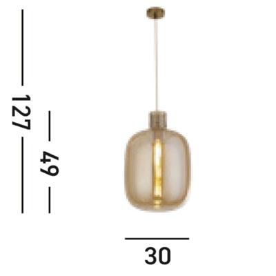 Searchlight Hanglamp GlasBarrel roodkoper met amber glas - 68361AM