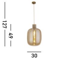 Searchlight Hanglamp GlasBarrel roodkoper met amber glas - 68361AM - thumbnail