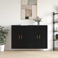 Wandkast 2 pcs Zwart Eiken 69,5 x 34 x 90 cm Bewerkt hout - thumbnail