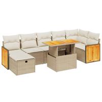 5-delige Loungeset met kussens poly rattan beige - thumbnail