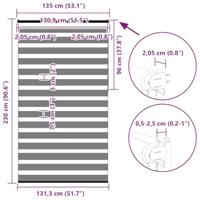 VidaXL Zebra rolgordijn 135x230 cm stofbreedte 130,9cm polyester wit - thumbnail