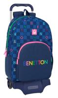 Schoolrugzak met Wielen Benetton Damero Marineblauw 30 x 46 x 14 cm - thumbnail