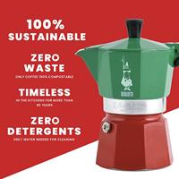 Italiaanse koffiezetter - BIALETTI - Moka Express Italia - Geschikt voor alle kookplaten behalve inductie - 6 kopjes - 300 ml - Groen / Rood - thumbnail