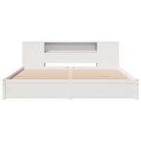 Bed met boekenkast zonder matras grenenhout wit 200x200 cm - thumbnail