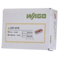 Wago Lasklem 221-615 hevelklem 5 draden voor soepele en massieve draad van 0,5 tot 6mm² - thumbnail