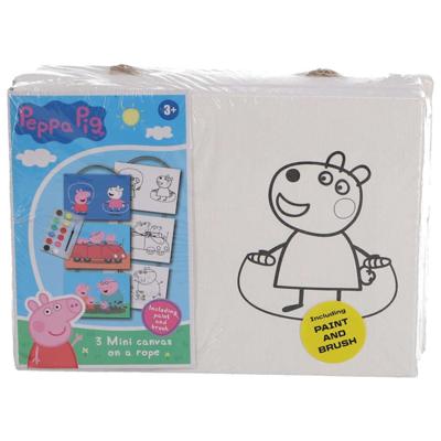 Peppa Pig 3 Canvasdoeken met Touw + Verf Peppa Pig 3 Canvasdoeken met Touw + Verf