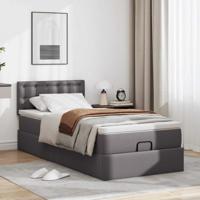Ottoman bed met matras 180x200cm kunstleer grijs - thumbnail