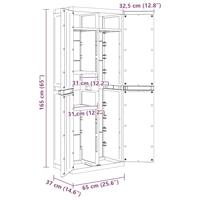 Tuinkast 65x37x165 cm polypropeen zwart - thumbnail
