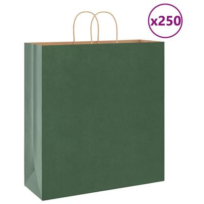 VidaXL Papieren zakken 250 st met hengsels 45x17x48 cm groen