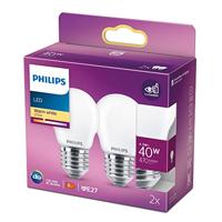 Philips LED 76391600 LED-lamp Energielabel F (A - G) E27 Kogel 4.3 W = 40 W Warmwit (Ø x h) 4.5 cm x 8 cm 2 stuk(s) - thumbnail
