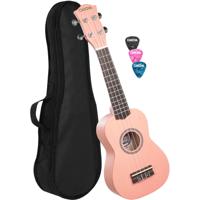 Cascha HH 3968 sopraan ukelele roze met tas en plectra - thumbnail