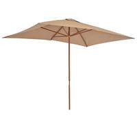 VidaXL Parasol met houten paal 200x300 cm taupe - thumbnail