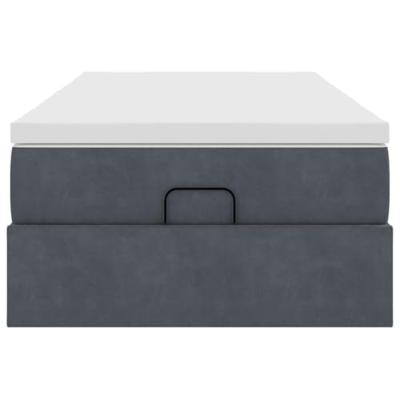 Ottoman bed met matras 80x200cm fluweel donkergrijs