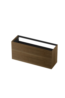 INK - Onderkast 2 Laden Push To Open Verticaal Gefreesd Bestaande Uit: - 1400x450x650 Mm - Massief Eiken Ash Grey