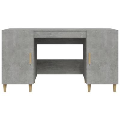 Bureau 140x50x75 cm bewerkt hout betongrijs - thumbnail