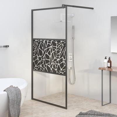 Inloopdouchewand met stenenmotief 115x195 cm ESG-glas zwart Inloopdouchewand met stenenmotief 115x195 cm ESG-glas zwart