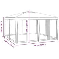 Partytent met 8 mesh zijwanden 4x4 m HDPE groen - thumbnail