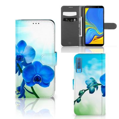 Samsung Galaxy A7 (2018) Hoesje Orchidee Blauw - Cadeau voor je Moeder Samsung Galaxy A7 (2018) Hoesje Orchidee Blauw - Cadeau voor je Moeder