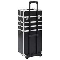 Make-up trolley aluminium zwart met krokodillenpatroon - thumbnail