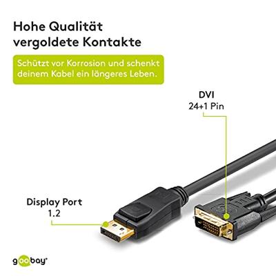goobay 51961 DisplayPort/DVI-D adapterkabel, 2m zwart