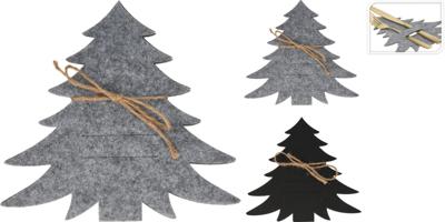 Bestekhouder Kerstboom Vilt Zwart of Grijs 4st