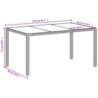 Tuintafel met glazen blad 150x90x75 cm poly rattan wit - thumbnail