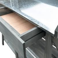 Oppotbank met schappen massief vurenhout grijs - thumbnail