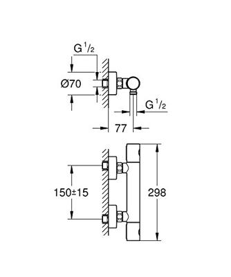 GROHE Grohtherm 1000 Cosmopolitan M douchekraan thermostatisch met koppelingen EcoJoy en volumegreep met ecobutton supersteel 34065dc2