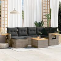 6-delige Loungeset met kussens poly rattan grijs - thumbnail