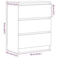 Dressoir 60x35x76 cm bewerkt hout zwart eikenkleurig - thumbnail